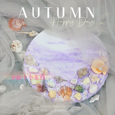 贝壳肌砂理画dy材料包立体石TDB创英丙i烯手工绘贝壳沙滩彩画意礼