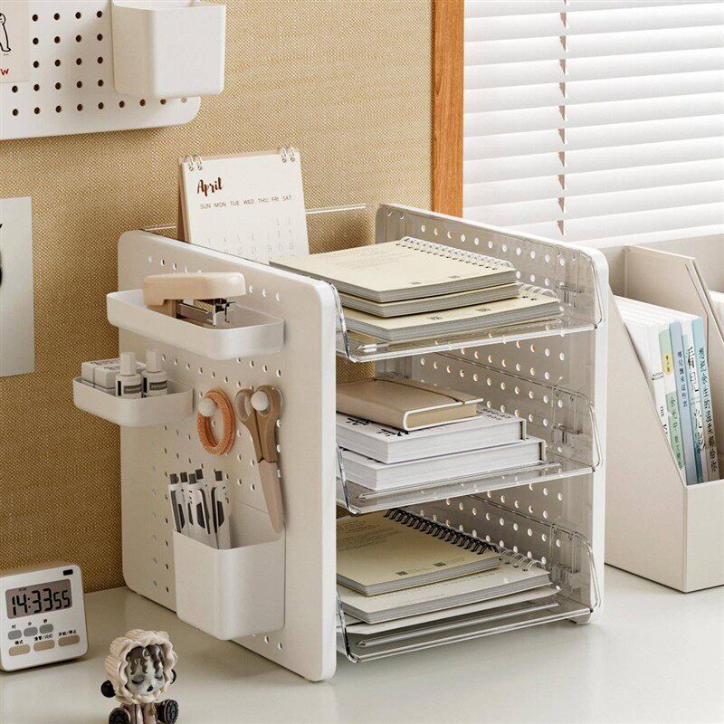 办公桌文件架多层桌面收纳整理盒分层式多功能a4纸资料档案置物架