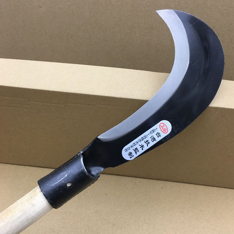 镰刀割草刀锰钢砍柴弯刀农用开荒砍割两用修树枝野钓加厚锰钢毛严