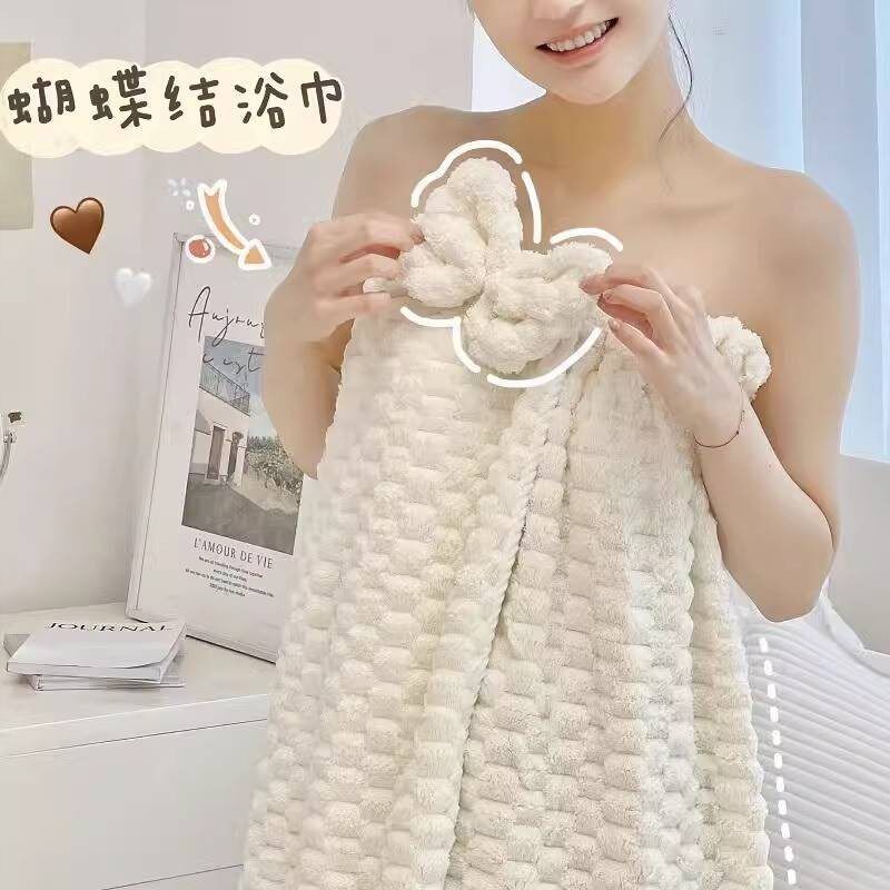 浴巾学生宿舍女士可穿式洗澡浴衣吸水速干住校毛巾浴裙可爱浴袍女
