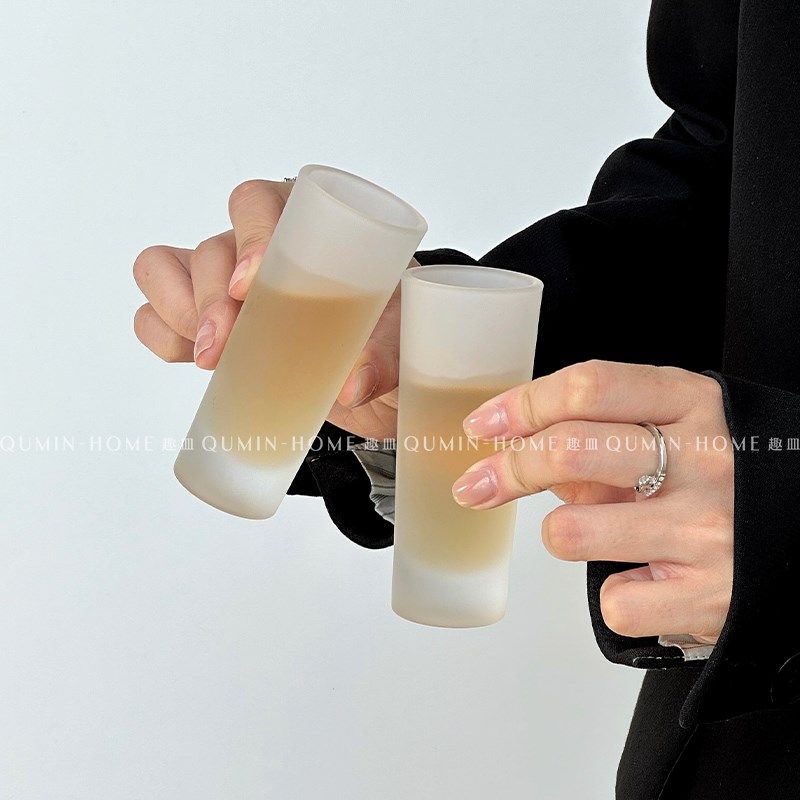 Qumin 磨砂玻璃野格杯鸡尾酒杯子弹杯白兰地杯子酒吧分酒杯小酒杯图片