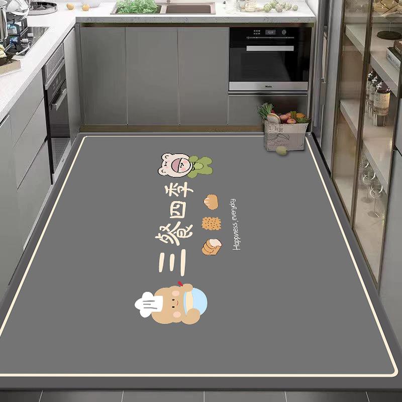 矽藻泥厨房专用地垫家用满铺大面积防滑垫吸油吸水耐脏耐磨可裁剪