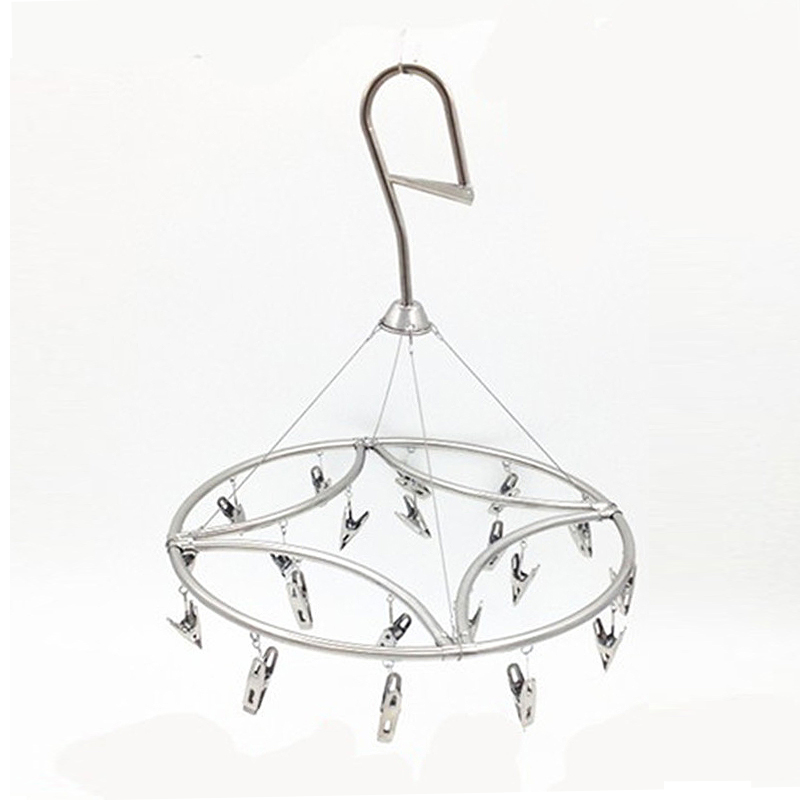 热销不锈钢衣架防风儿童婴幼儿圆形20夹晾袜架夹晒多夹子内衣毛巾