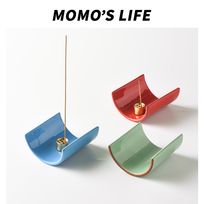 热销插香手工瓦片香插家用室内桌面线香托盘香薰底座陶瓷小众中式