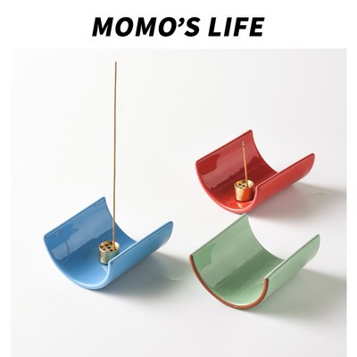 热销插香手工瓦片香插家用室内桌面线香托盘香薰底座陶瓷小众中式