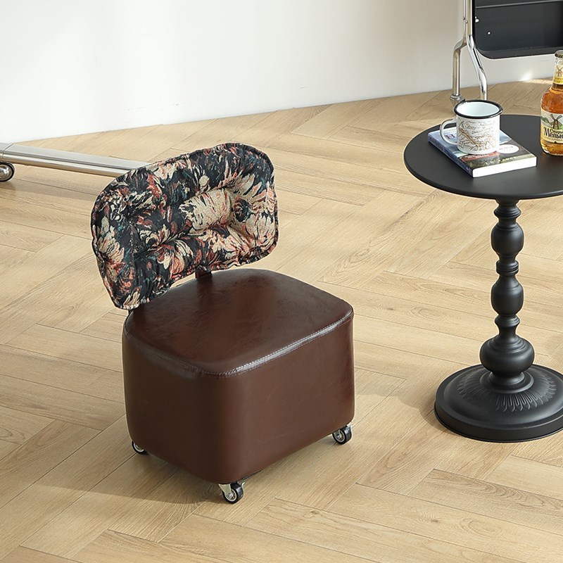 热销万向轮小凳子家用客厅滑轮矮凳靠背小板凳椅子门口换鞋凳旋转