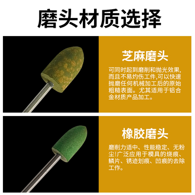 热销芝麻磨头橡胶磨头金属打磨抛光除锈吊磨机手钻小电磨头圆柱抛