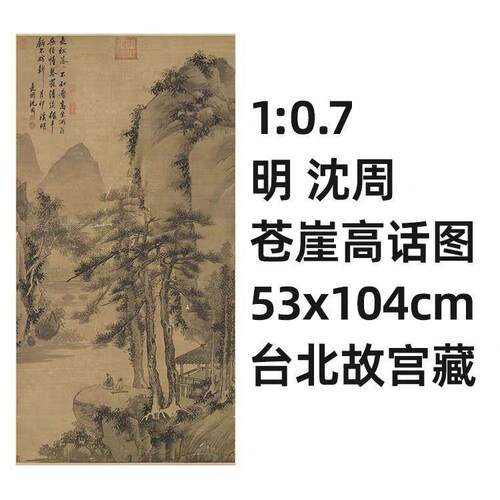 107明沈周苍崖高话图真迹复