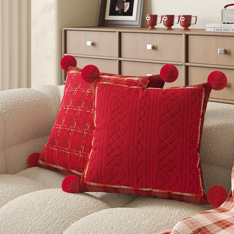 红色沙发抱枕套新年喜庆靠垫靠枕垫含芯床头靠枕靠背垫腰靠可拆洗,居家布艺,靠垫/抱枕,淘宝优惠券,粉丝福利购,淘宝优惠卷