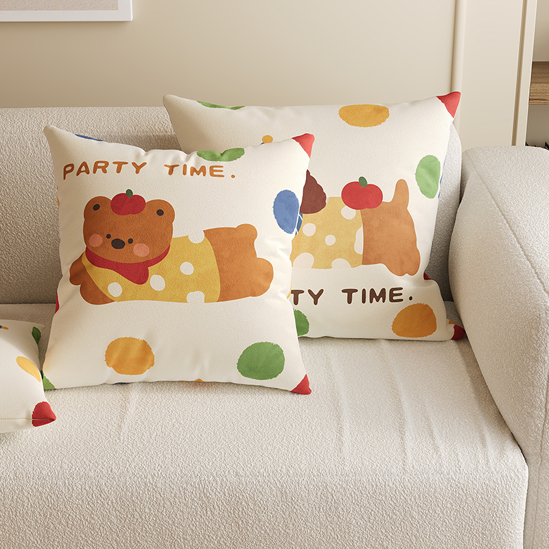 卡通可爱沙发抱枕学生午睡床头靠枕汽车用靠背办公客厅印花靠垫套