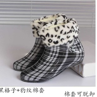 防A滑底厨师P中种菜软洗车工作胶 新款 时尚 筒雨靴半统防水女鞋 雨鞋