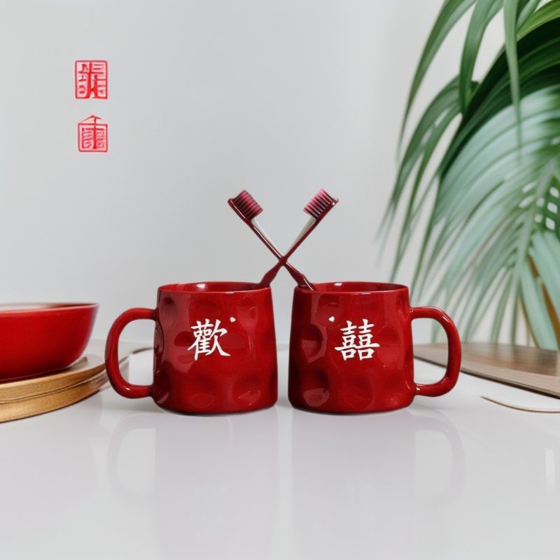 结婚漱口杯刷牙一对陶瓷新婚洗漱婚庆套装红色牙刷陪嫁情侣水杯子,节庆用品/礼品,喜碗/敬茶杯,淘宝优惠券,粉丝福利购,淘宝优惠卷