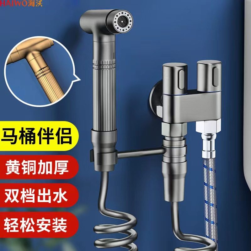 全铜防锈马桶伴侣冲洗喷枪妇洗器一进二出四分角阀卫生间高压套装,家装主材,喷头/喷枪,淘宝优惠券,粉丝福利购,淘宝优惠卷