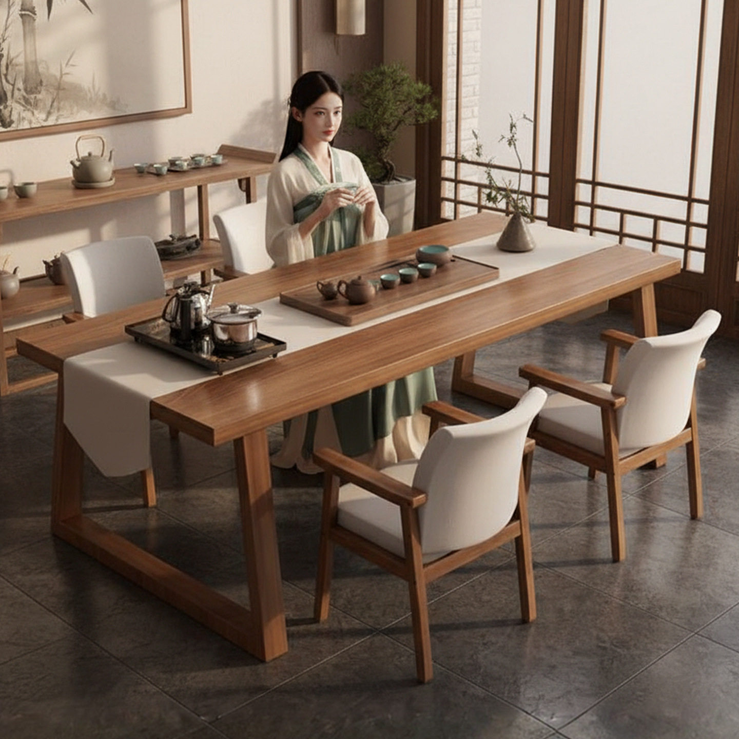 茶桌椅组合新中式家用茶台泡茶桌子办公室简约实木腿阳台大板茶桌,住宅家具,家用茶台/茶桌,淘宝优惠券,粉丝福利购,淘宝优惠卷