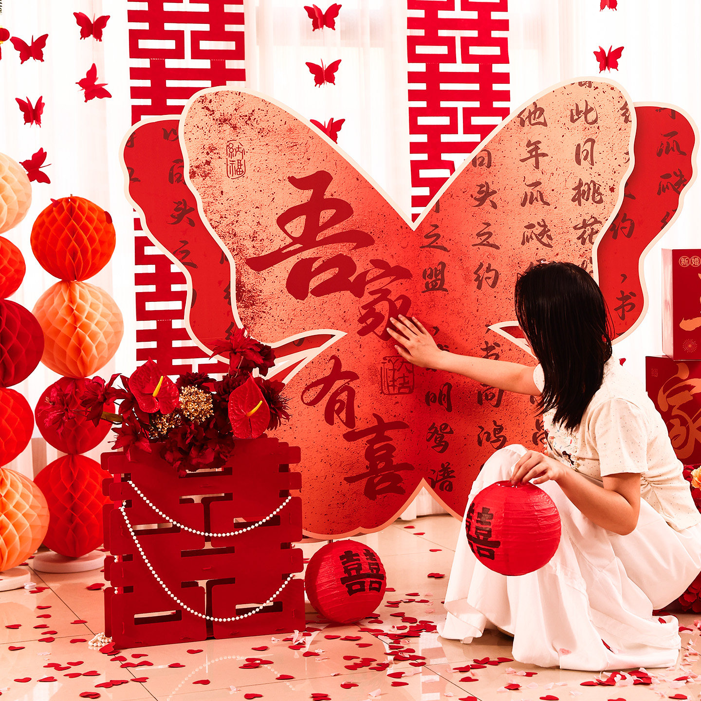 结婚超大蝴蝶kt板摆件