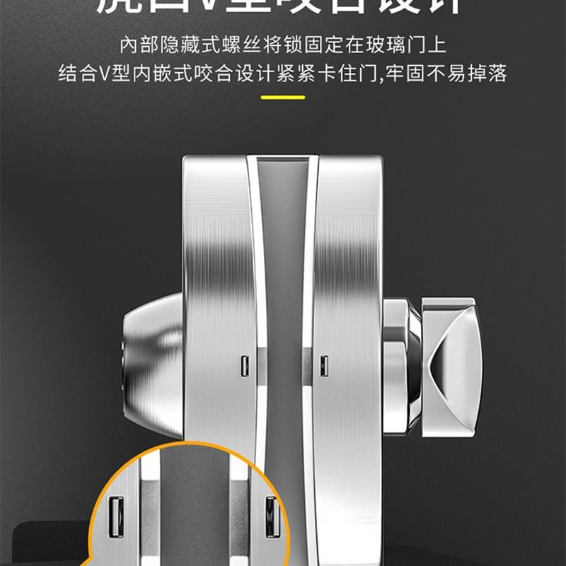 玻璃门锁推e拉玻璃锁双门免开孔不锈钢店铺中央锁单门双开门锁