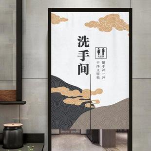 卫生间门帘半帘免打孔厕所专用隔断帘洗手间全遮挡布帘子定制 日式