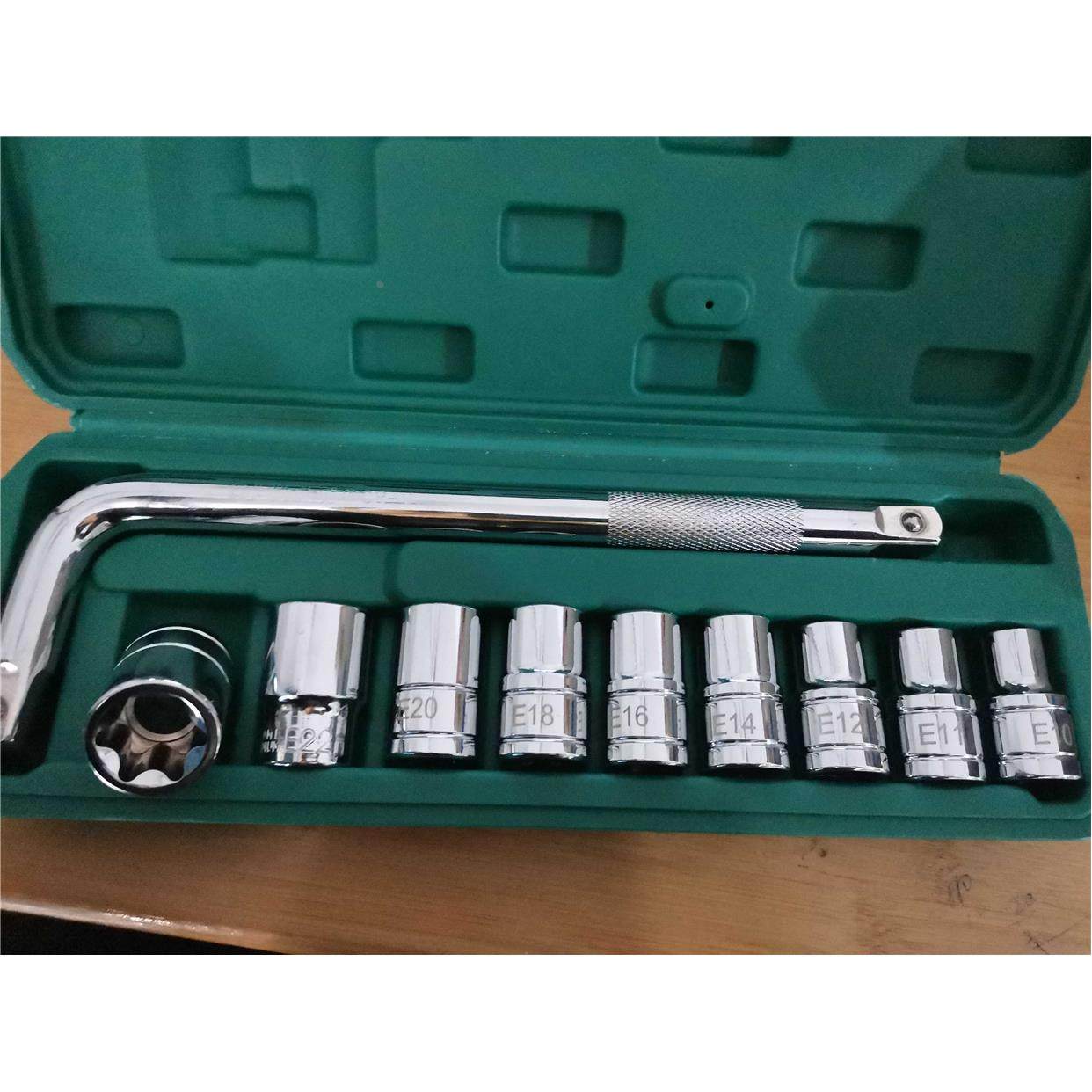 E型套筒套装10—24大飞接口花型套头弯杆汽修六花键扳手工具12.5