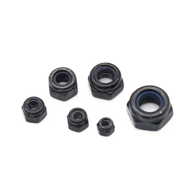 。120pcs/盒黑色碳钢自锁螺帽套装M2/M2.5/M3/M4/M5/M6防松螺母包