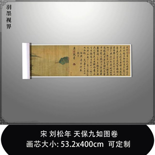1:1 宋 刘松年 天保九如图卷台北故宫长卷名画真迹复制临摹装饰画