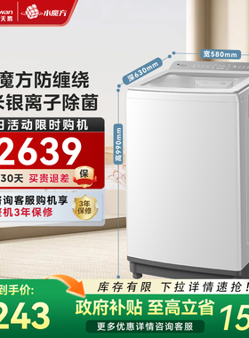 小天鹅水魔方白色波轮全自动大容量家用租房12KG变频洗衣机 E20DW