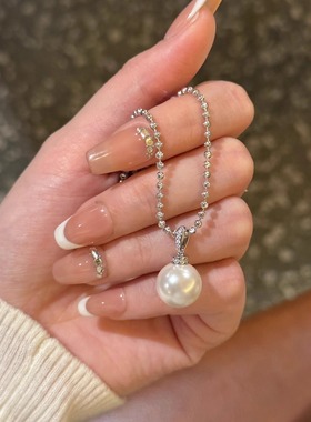 S925银闪珠链强光正圆小灯泡珍珠项链女爆闪球球锁骨链时尚9-21