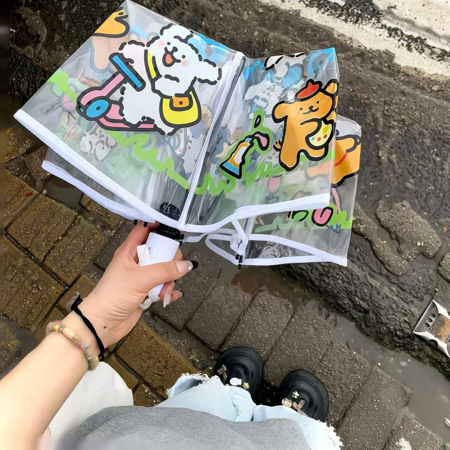可爱小狗透明雨伞学生上