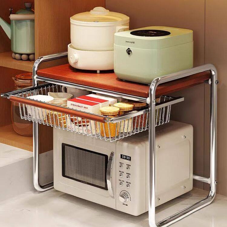中古风置物架微波炉厨房