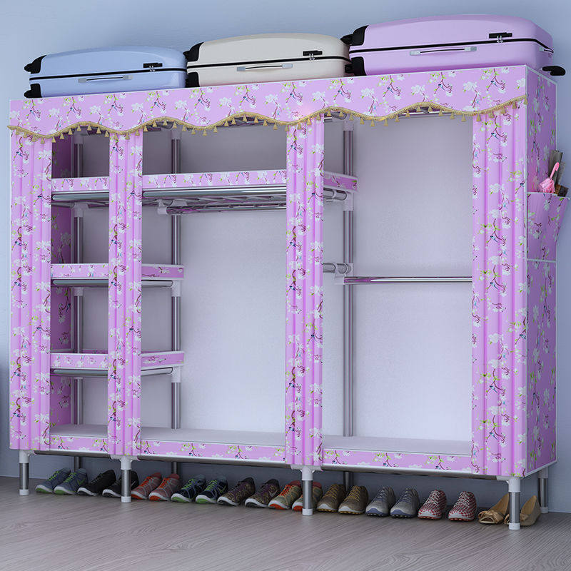 衣柜出租房家用衣柜卧室家具简易加粗加固双人新款单人衣服柜