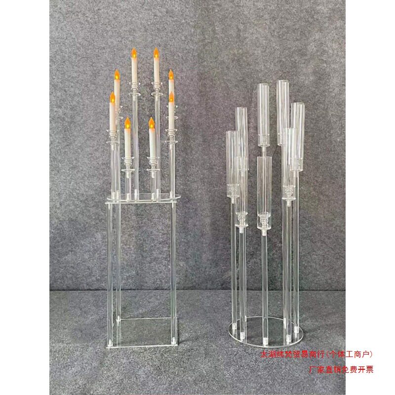 新款婚庆道具 透明烛台亚克力水晶路引 婚礼堂布置创意装饰不锈钢