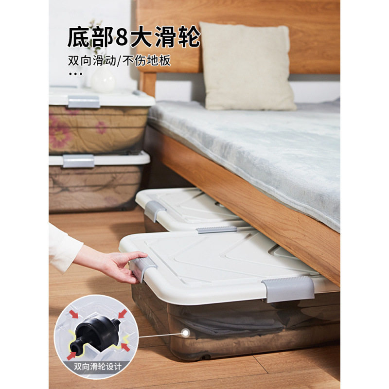 特大号床下衣服被子整理箱带轮抽屉透明箱储物箱柜床底收纳箱塑料