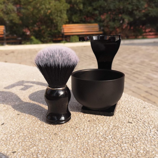 胡须刷套装男士剃须泡沫工具胡须造型3件套胡刷架子胡刷美发工具