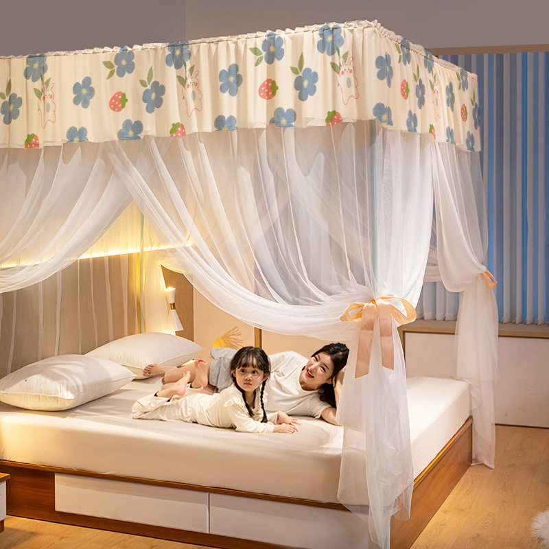 新型蚊帐家用2025新款卧室高级带支架1米5床纹账1.8乘2米防蚊老式