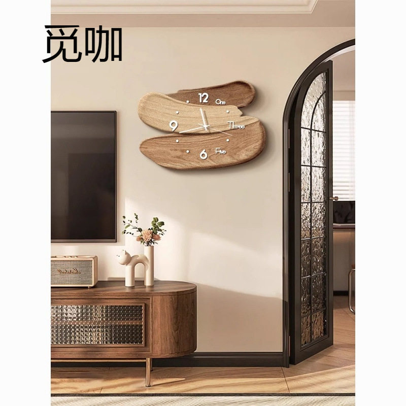轻奢高级感客厅装饰画挂钟电视机背景墙挂画时钟餐厅创意挂墙钟表