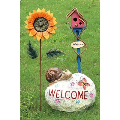 户外花园花插铁艺庭院别墅院子阳台小院风车旋转装饰造景布置摆件