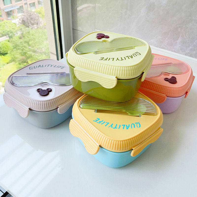 日式双层塑料饭盒微波炉分格便当盒颜值小学生大容量水果保鲜盒,餐饮具,饭盒/保温桶/保温提锅,淘宝优惠券,粉丝福利购,淘宝优惠卷