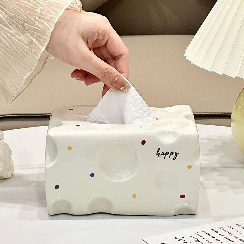纸盒纸巾盒轻奢奶酪家用客厅餐巾纸高档创意陶瓷摆件奶油收纳盒,家居饰品,装饰纸巾盒,淘宝优惠券,粉丝福利购,淘宝优惠卷