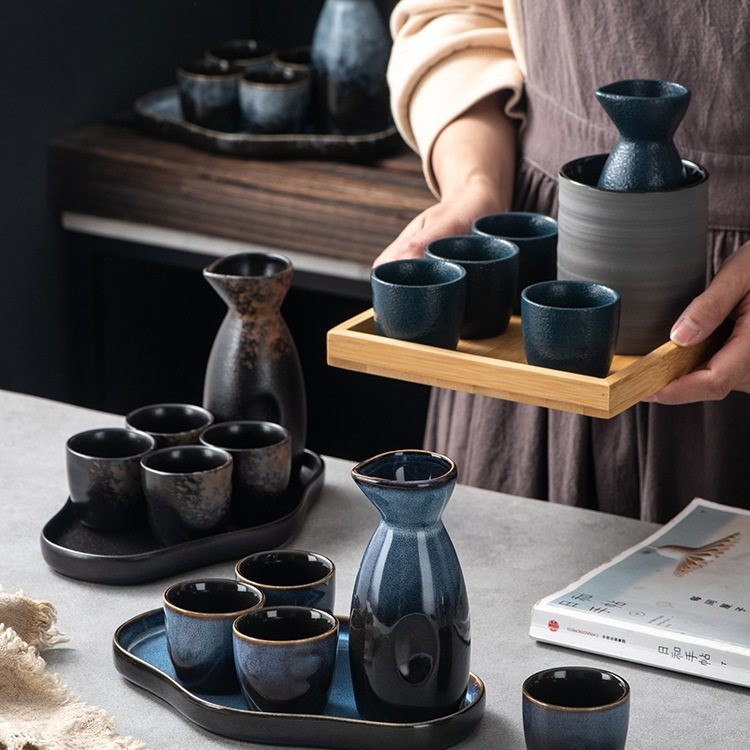日本清酒酒具陶瓷白酒分酒器烧酒杯古风酒盅温酒器日式清酒杯套装
