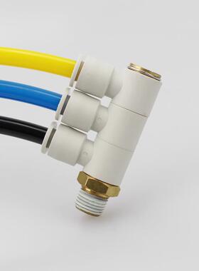 一拖三螺纹单头3组KQ2VT04/06-01 08-02S 10-04S气管快速气咀接头