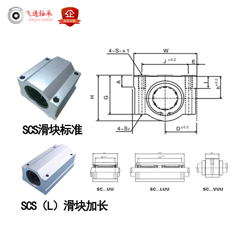 。SCS12直线16轴承20厢式25滑块30加长8木工10台锯35L40UU50促销6