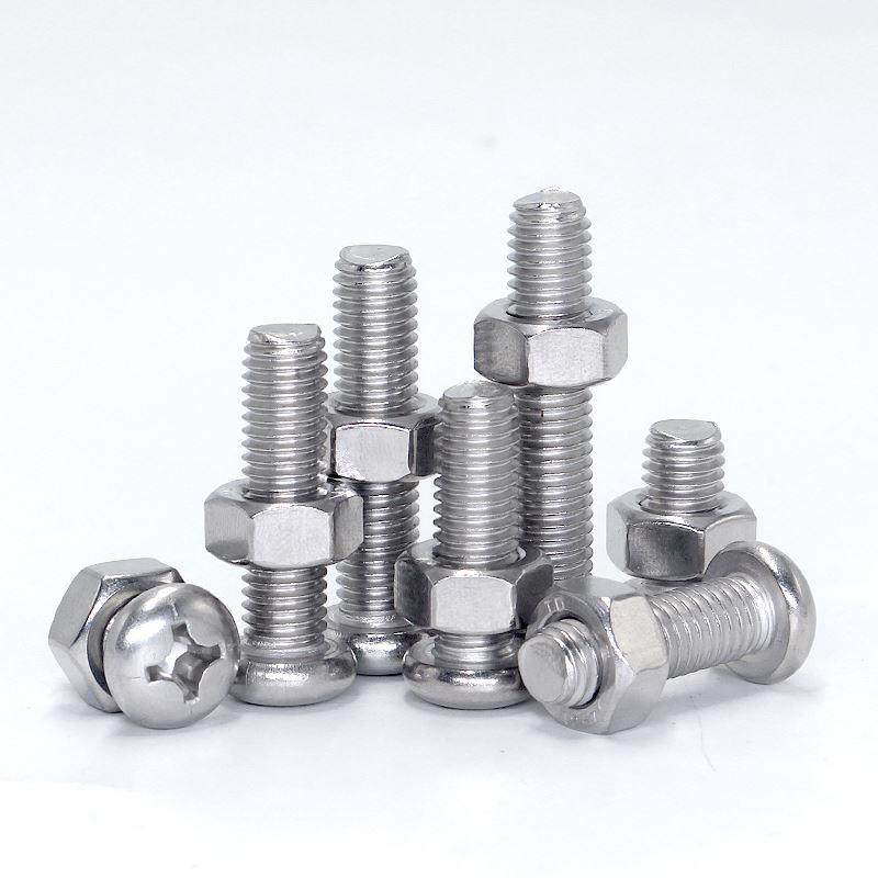 M3M4M5M6M8/304不锈钢圆头十字螺丝螺母套装大全盘头加长组合螺栓
