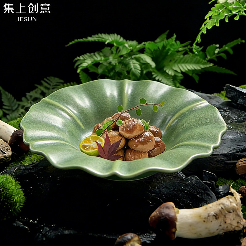 会所精致餐具春菊点心盘陶瓷网红餐具酒店餐厅凉菜冷菜摆盘包邮