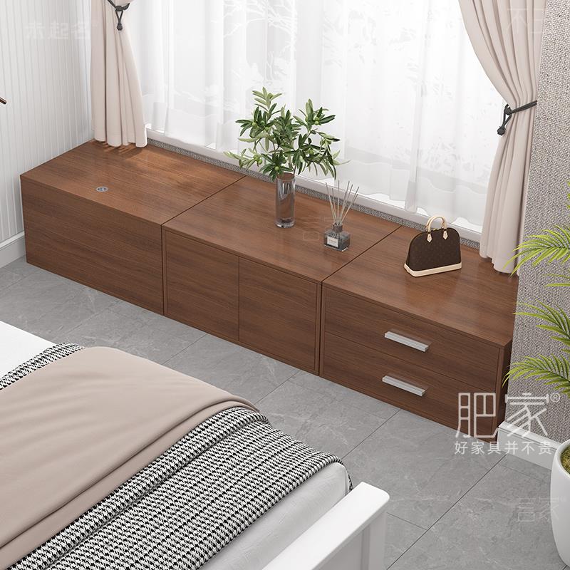 新中式靠墙矮柜子储物柜榻榻米可坐地柜长条窗边柜飘窗柜子WW217