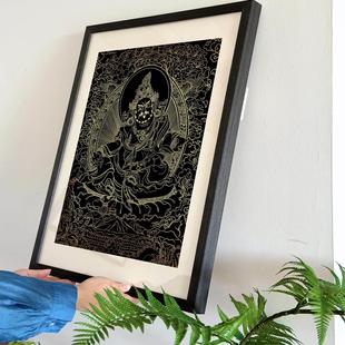 黄财神非遗唐卡手绘diy手绘唐卡西藏手绘挂画 画藏式唐卡数字油画