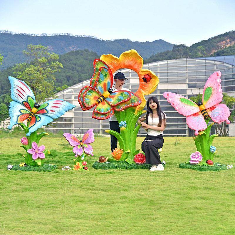 户外彷真发光蝴蝶花海雕塑小品植物草坪景观装饰园林打卡拍照摆件,家居饰品,户外/庭院摆件,淘宝优惠券,粉丝福利购,淘宝优惠卷
