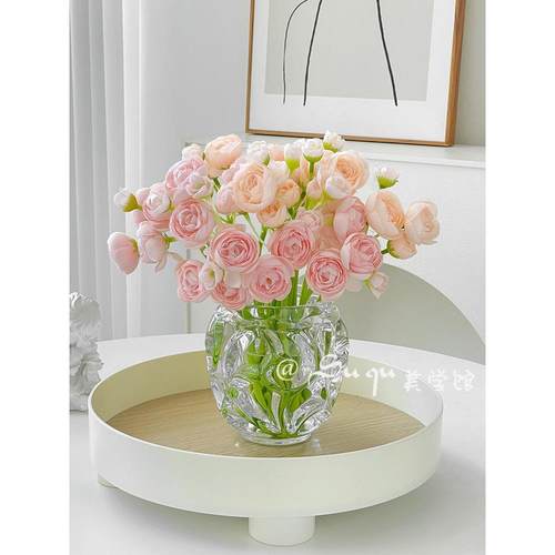 出口品质水晶球玻璃透明小花瓶水养插花办公桌餐桌茶几装饰品摆件