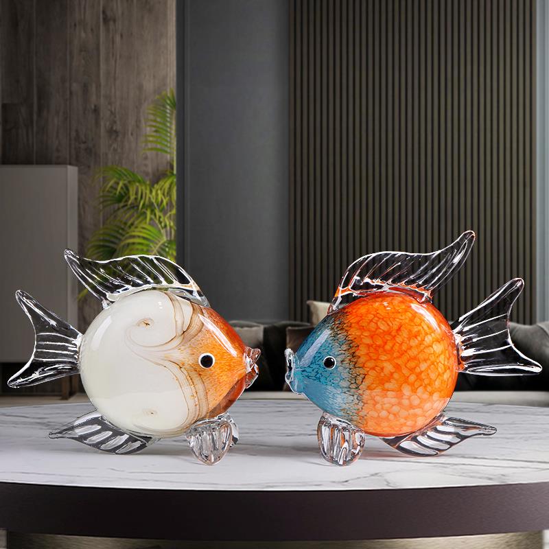 高级感玻璃鱼琉璃摆件工艺品招财电视柜玄关酒柜饰品节日乔迁礼品