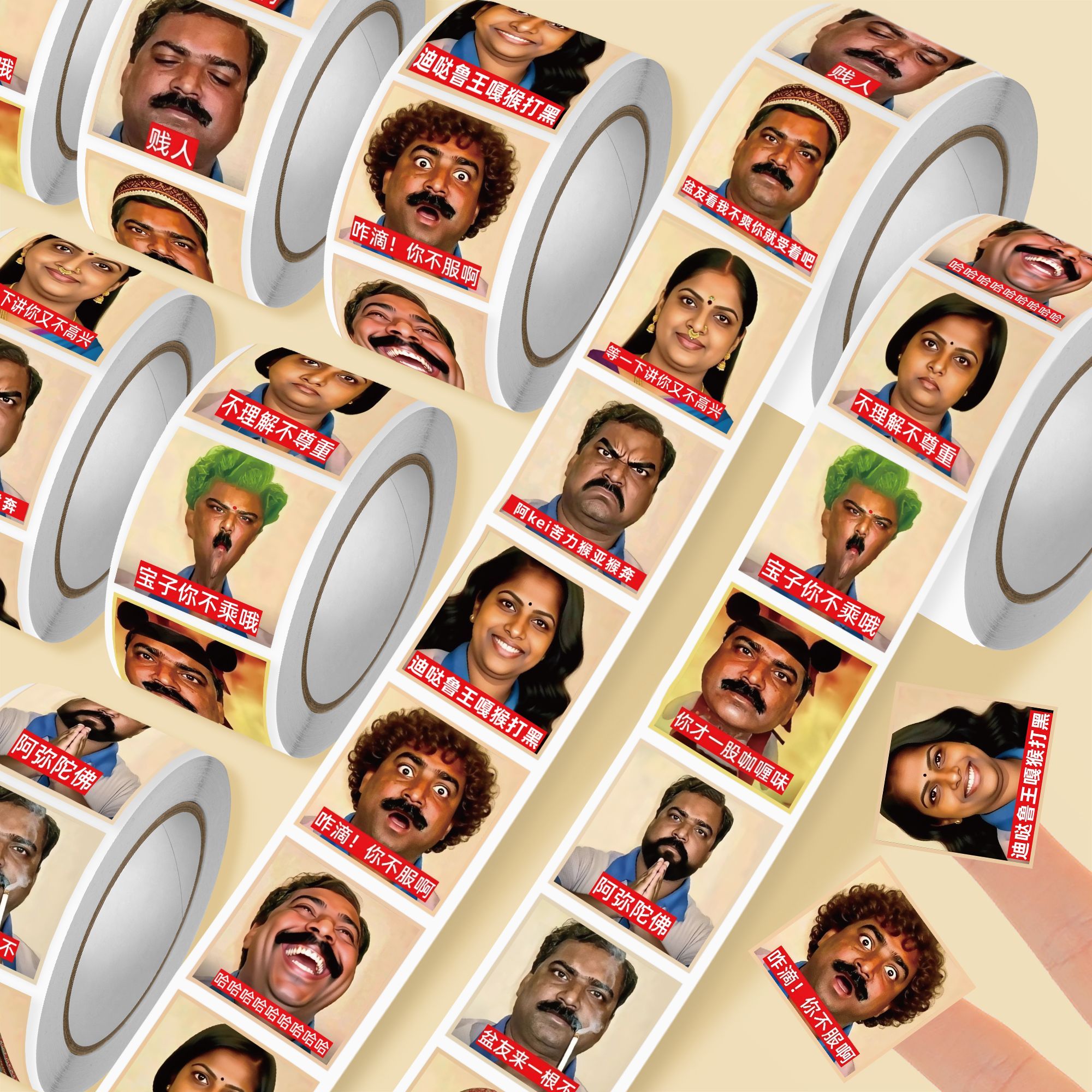 印度阿三人头像卷卷贴纸新品优惠