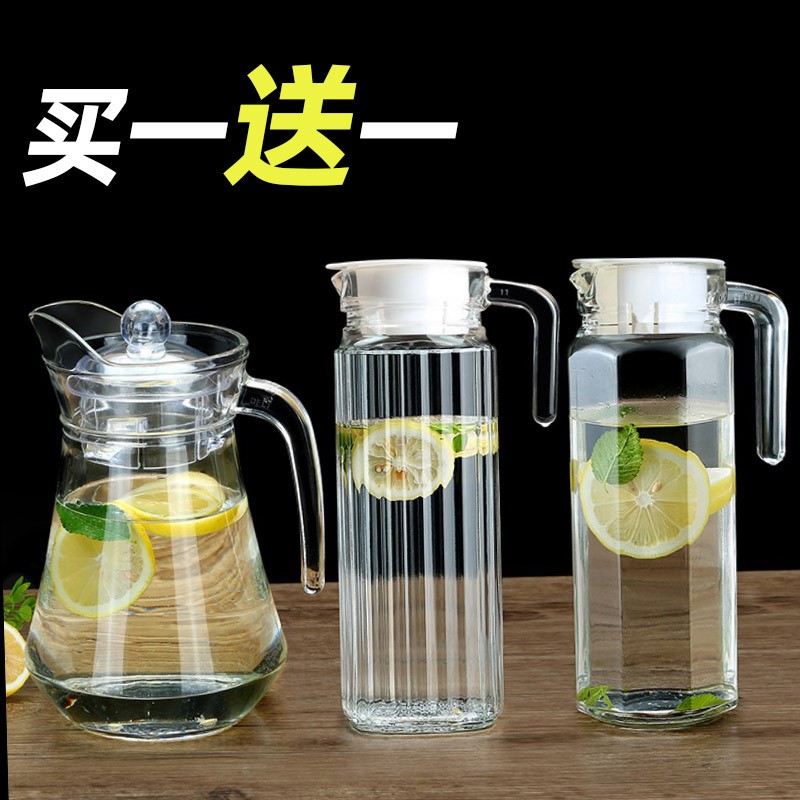 水具2l耐高温加厚大商用凉水杯锤纹防爆冷水壶玻璃钢化泡茶壶容量