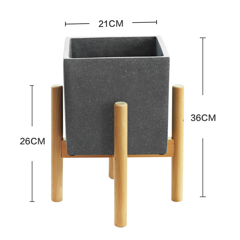 急速发货带木架创意个性水泥花盆高脚支架北欧简约落地客厅带腿盆